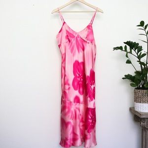 Vintage 90s Silk Floral Maxi Dress